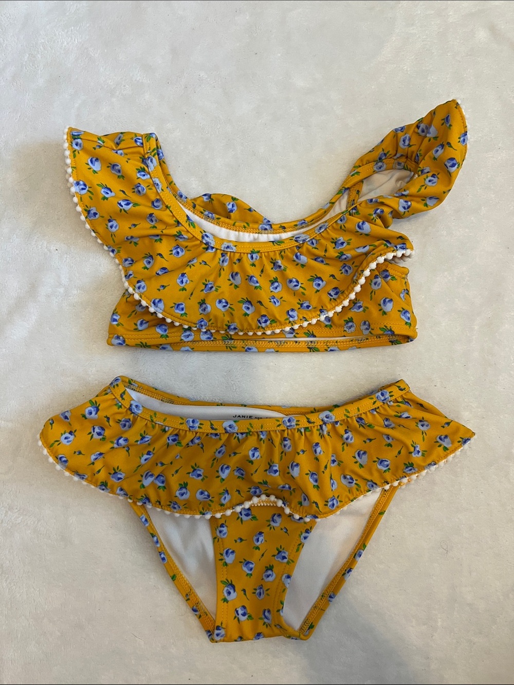 Janie and Jack Yellow Floral Ruffle Bikini Set